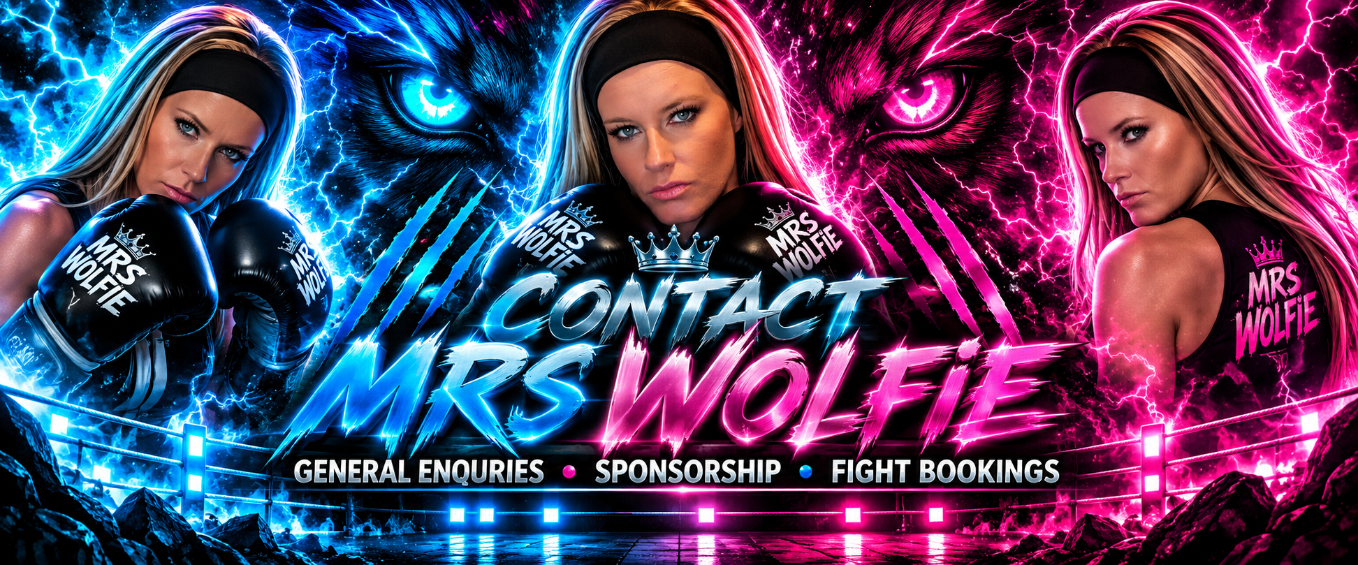Contact Mrs Wolfie - General Enquiries, Sponsorship and Fight Bookings